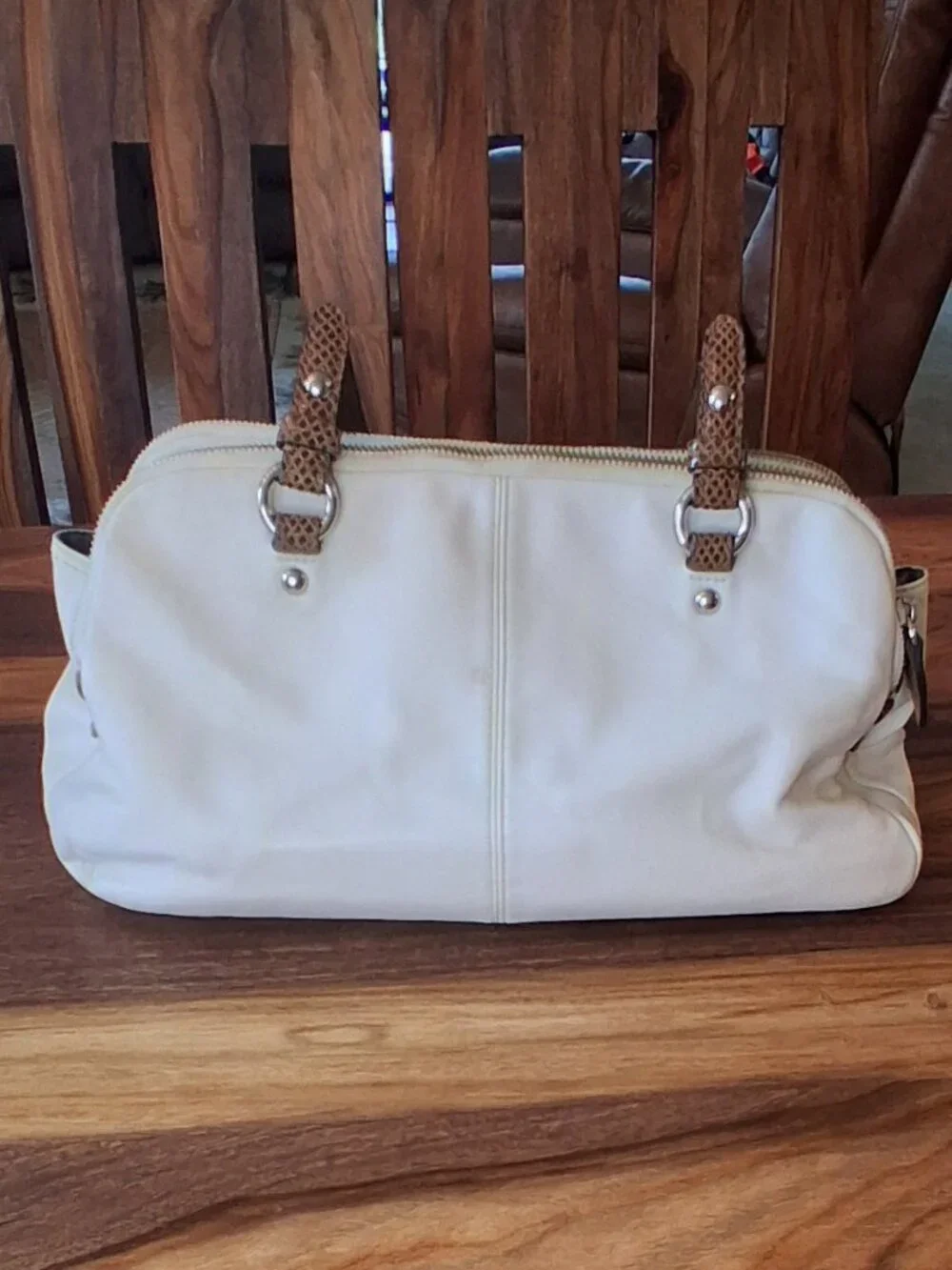 Coach Penelope Cream Leather Satchel Bag & Matching Turnlock Bifold Wallet Set